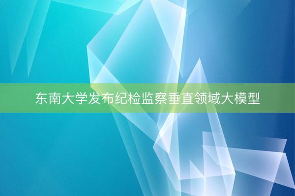 东南大学发布纪检监察垂直领域大模型
