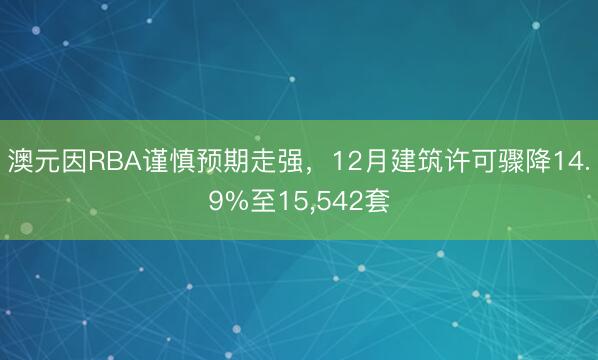 澳元因RBA谨慎预期走强，12月建筑许可骤降14.9%至15，542套