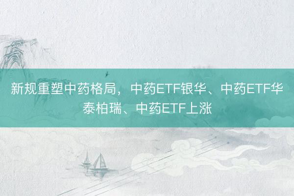 新规重塑中药格局，中药ETF银华、中药ETF华泰柏瑞、中药ETF上涨