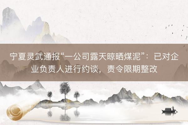 宁夏灵武通报“一公司露天晾晒煤泥”：已对企业负责人进行约谈，责令限期整改