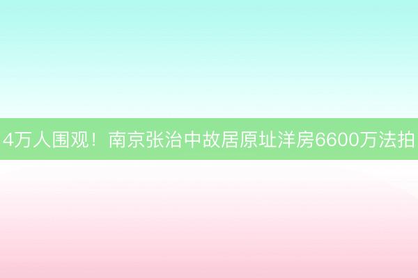 4万人围观！南京张治中故居原址洋房6600万法拍
