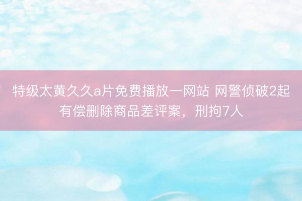 特级太黄久久a片免费播放一网站 网警侦破2起有偿删除商品差评案，刑拘7人