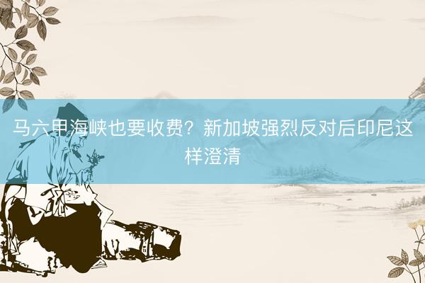 马六甲海峡也要收费？新加坡强烈反对后印尼这样澄清