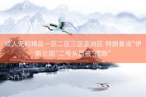成人无码精品一区二区三区亚洲区 特朗普说“伊斯兰国”二号头目被“清除”