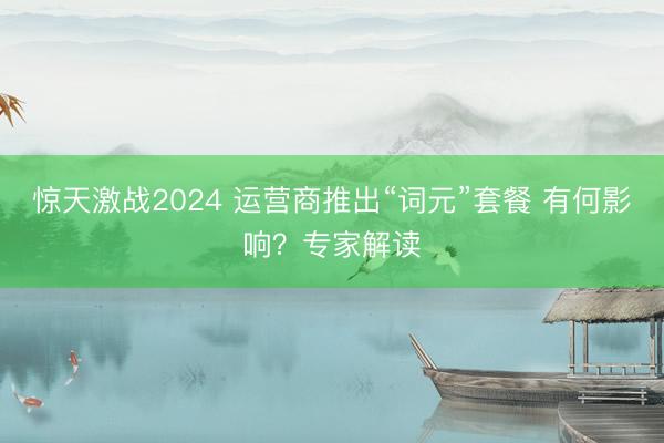 惊天激战2024 运营商推出“词元”套餐 有何影响？专家解读