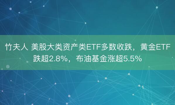 竹夫人 美股大类资产类ETF多数收跌，黄金ETF跌超2.8%，布油基金涨超5.5%