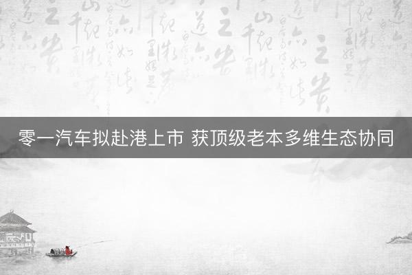 零一汽车拟赴港上市 获顶级老本多维生态协同