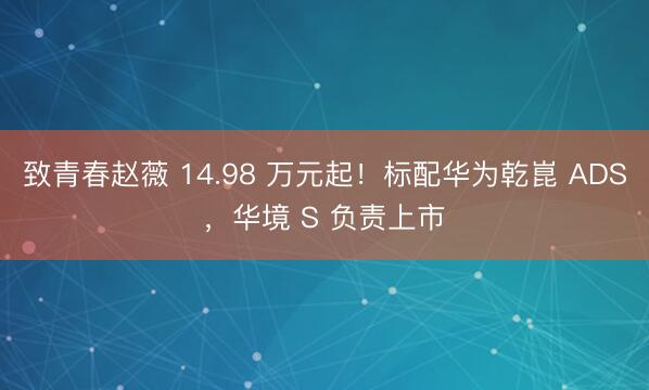 致青春赵薇 14.98 万元起！标配华为乾崑 ADS，华境 S 负责上市