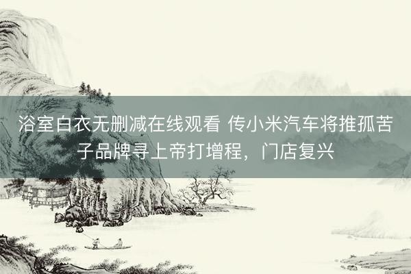 浴室白衣无删减在线观看 传小米汽车将推孤苦子品牌寻上帝打增程，门店复兴