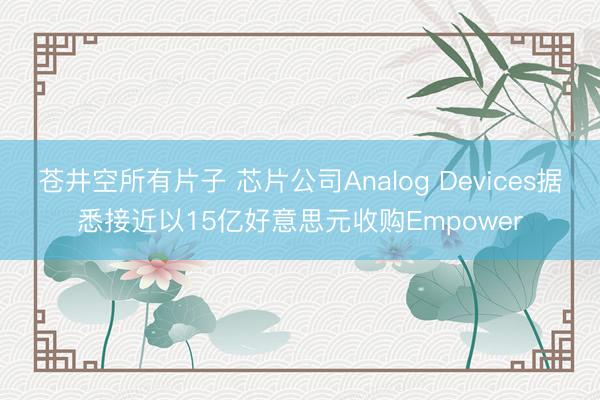 苍井空所有片子 芯片公司Analog Devices据悉接近以15亿好意思元收购Empower
