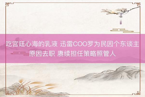 吃宫廷心海的乳液 迅雷COO罗为民因个东谈主原因去职 赓续担任策略照管人