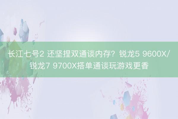 长江七号2 还坚捏双通谈内存？锐龙5 9600X/锐龙7 9700X搭单通谈玩游戏更香
