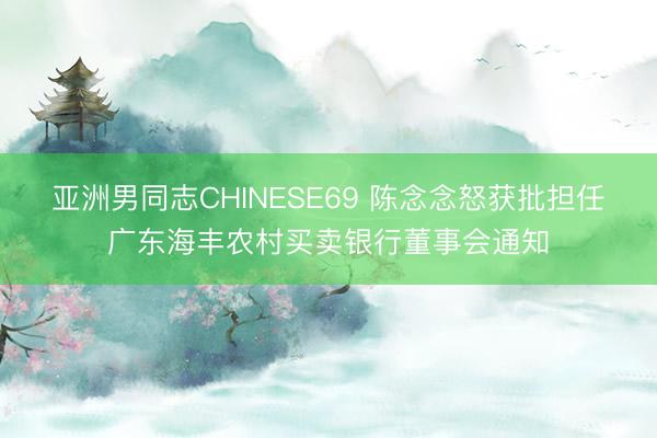 亚洲男同志CHINESE69 陈念念怒获批担任广东海丰农村买卖银行董事会通知