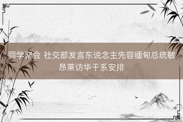 同学聚会 社交部发言东说念主先容缅甸总统敏昂莱访华干系安排