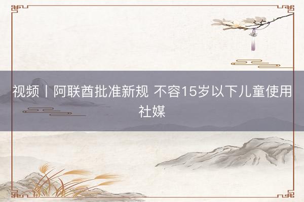 视频丨阿联酋批准新规 不容15岁以下儿童使用社媒